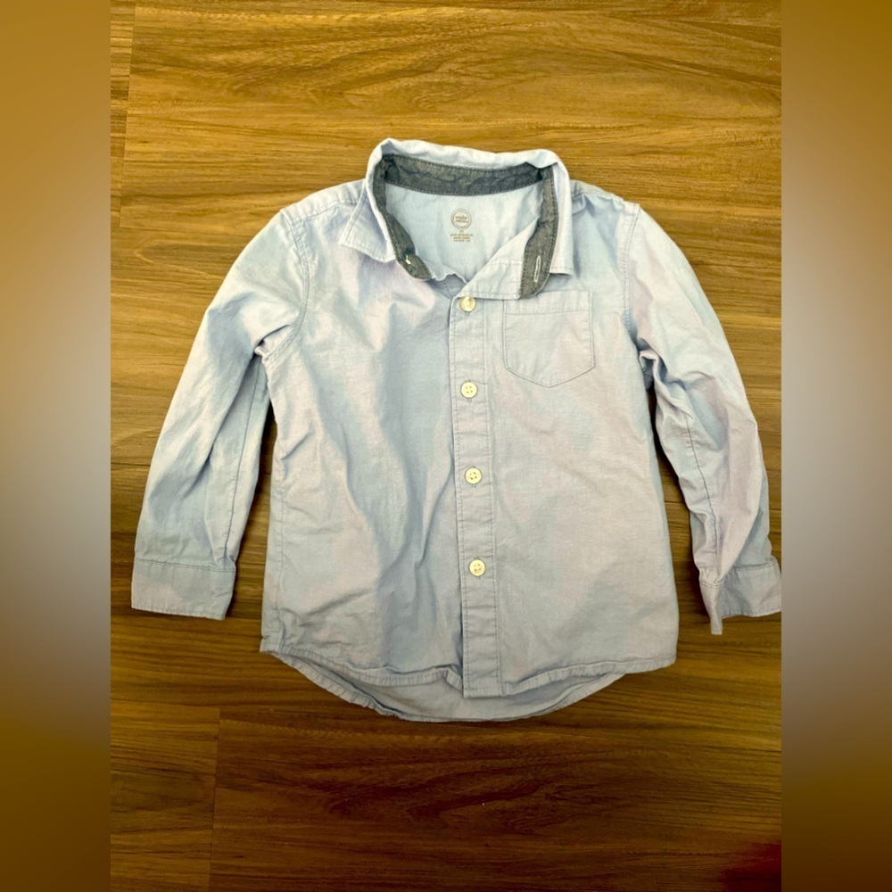 Wonder Nation Blue Button Down Shirt Classic Cotton Blend size 2T